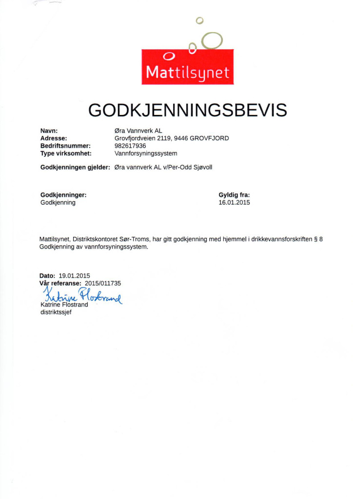 %Vannverket Godkjenninger